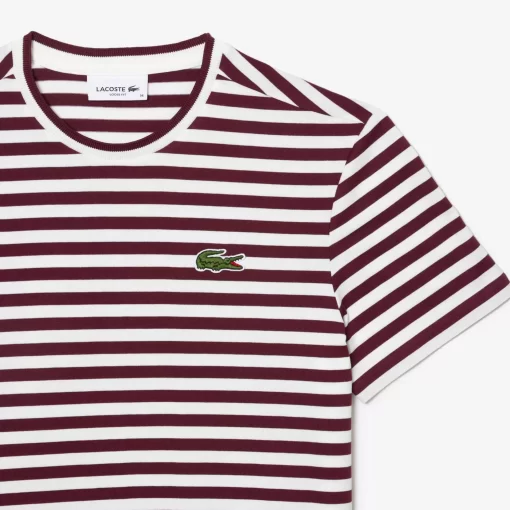 Lacoste T-Shirts-Women'S Loose Fit Striped Cotton Jersey T-Shirt