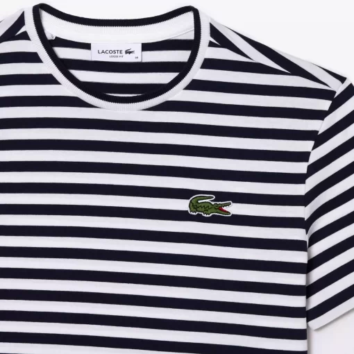 Lacoste T-Shirts-Women'S Loose Fit Striped Cotton Jersey T-Shirt