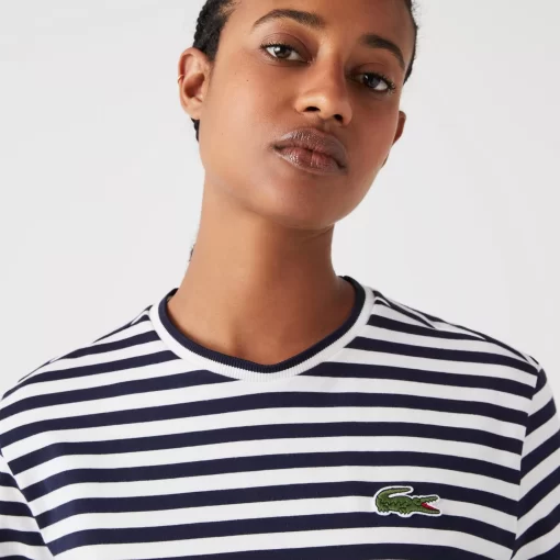 Lacoste T-Shirts-Women'S Loose Fit Striped Cotton Jersey T-Shirt