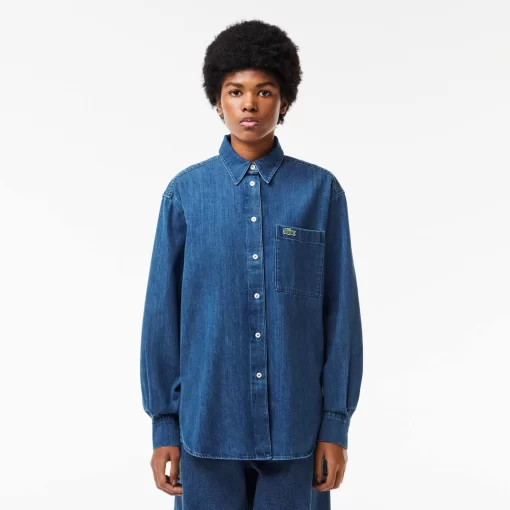 Lacoste Shirts & Tops-Women'S Oversized Cotton Denim Shirt