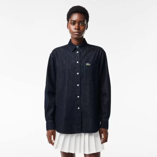 Lacoste Shirts & Tops-Women'S Oversized Cotton Denim Shirt