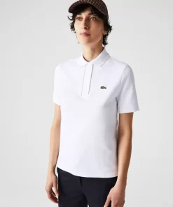 Lacoste Polo Shirts-Women'S Regular Fit Striped Organic Cotton Polo Shirt