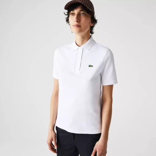 Lacoste Polo Shirts-Women'S Regular Fit Striped Organic Cotton Polo Shirt