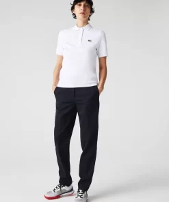 Lacoste Polo Shirts-Women'S Regular Fit Striped Organic Cotton Polo Shirt