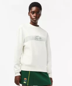 Lacoste Sweatshirts-Women'S Round Neck Tennis Net Print Sweatshirt