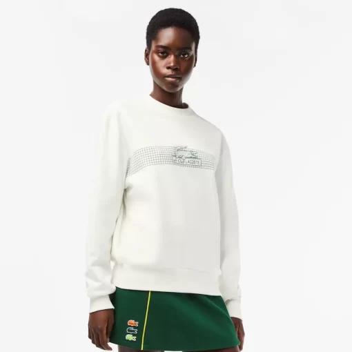 Lacoste Sweatshirts-Women'S Round Neck Tennis Net Print Sweatshirt