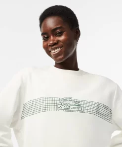 Lacoste Sweatshirts-Women'S Round Neck Tennis Net Print Sweatshirt