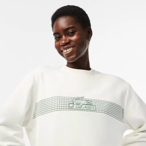 Lacoste Sweatshirts-Women'S Round Neck Tennis Net Print Sweatshirt