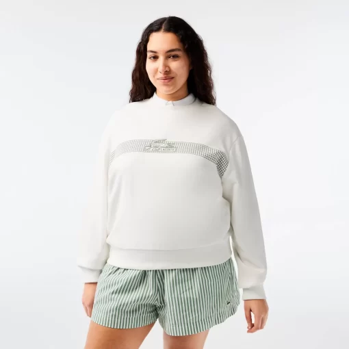 Lacoste Sweatshirts-Women'S Round Neck Tennis Net Print Sweatshirt