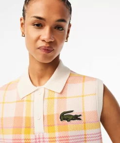 Lacoste Knitwear-Women'S Sleeveless Organic Cotton Check Polo Shirt