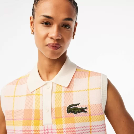 Lacoste Knitwear-Women'S Sleeveless Organic Cotton Check Polo Shirt