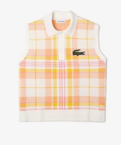 Lacoste Knitwear-Women'S Sleeveless Organic Cotton Check Polo Shirt