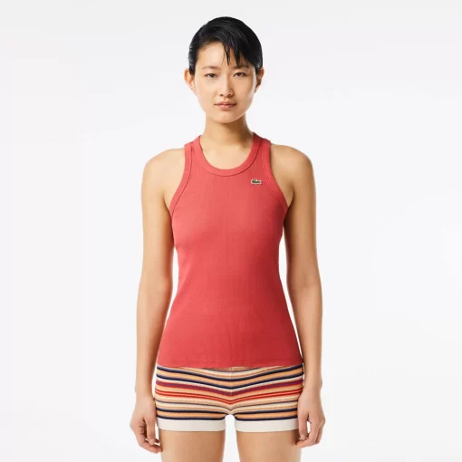 Lacoste T-Shirts-Women'S Slim Fit Organic Cotton Tank Top