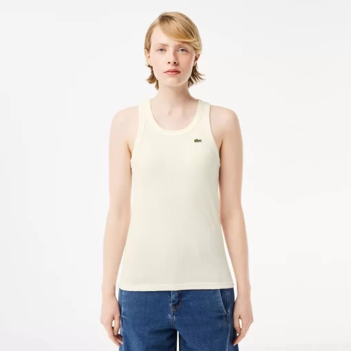 Lacoste T-Shirts-Women'S Slim Fit Organic Cotton Tank Top