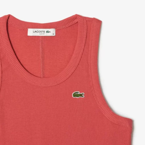 Lacoste T-Shirts-Women'S Slim Fit Organic Cotton Tank Top