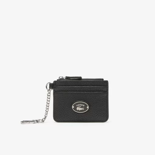 Lacoste Wallets & Small Leather Goods-Women'S Snap Hook Grained Leather Card Holder