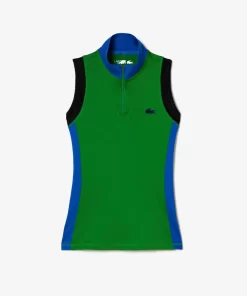 Lacoste Tennis-Women'S Tennis Sleeveless Zip Neck Ultra-Dry Polo Shirt