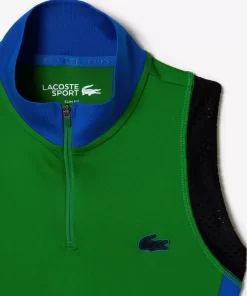 Lacoste Tennis-Women'S Tennis Sleeveless Zip Neck Ultra-Dry Polo Shirt