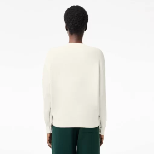 Lacoste Knitwear-Women'S V-Neck Organic Cotton Sweater