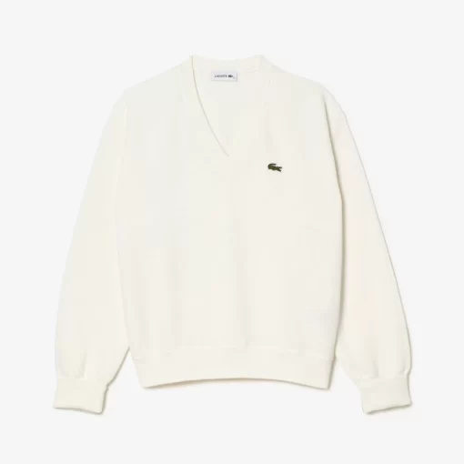 Lacoste Knitwear-Women'S V-Neck Organic Cotton Sweater