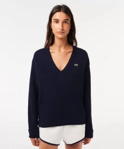 Lacoste Knitwear-Women'S V-Neck Sweater