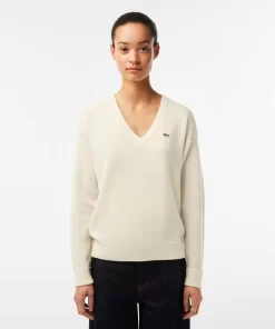 Lacoste Knitwear-Women'S V-Neck Sweater