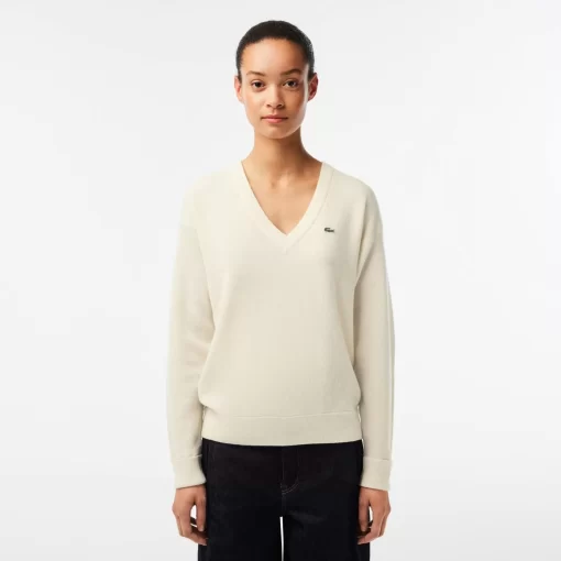 Lacoste Knitwear-Women'S V-Neck Sweater