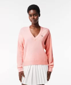 Lacoste Knitwear-Women'S V-Neck Sweater