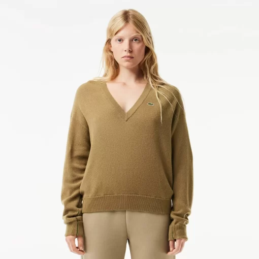 Lacoste Knitwear-Women'S V-Neck Sweater