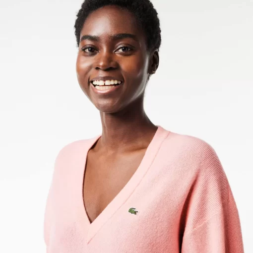 Lacoste Knitwear-Women'S V-Neck Sweater