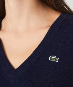 Lacoste Knitwear-Women'S V-Neck Sweater