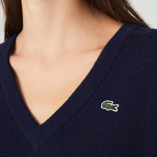 Lacoste Knitwear-Women'S V-Neck Sweater