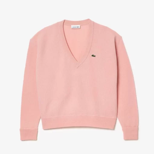 Lacoste Knitwear-Women'S V-Neck Sweater