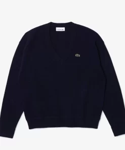 Lacoste Knitwear-Women'S V-Neck Sweater