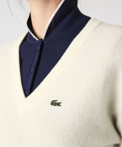 Lacoste Knitwear-Women'S V-Neck Sweater