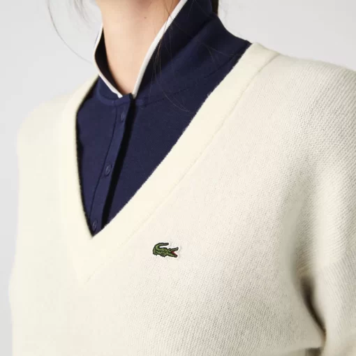 Lacoste Knitwear-Women'S V-Neck Sweater