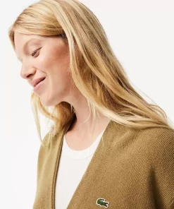 Lacoste Knitwear-Women'S V-Neck Wool Cardigan