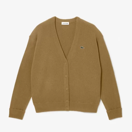 Lacoste Knitwear-Women'S V-Neck Wool Cardigan