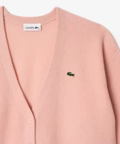 Lacoste Knitwear-Women'S V-Neck Wool Cardigan