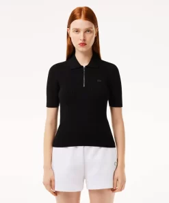 Lacoste Knitwear-Women'S Zipped Knit Polo Shirt