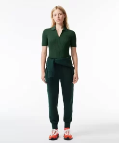 Lacoste Knitwear-Women'S Zipped Knit Polo Shirt