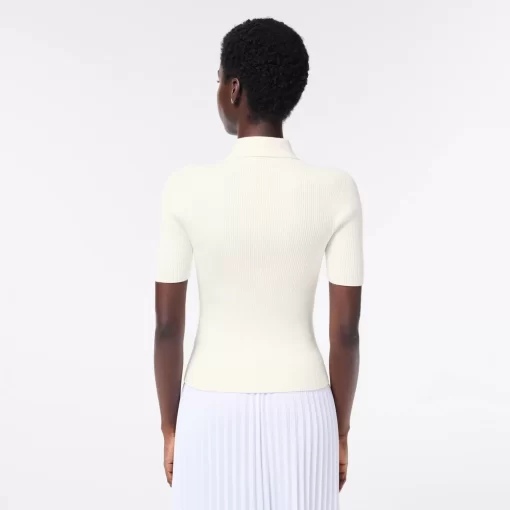 Lacoste Knitwear-Women'S Zipped Knit Polo Shirt