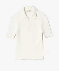 Lacoste Knitwear-Women'S Zipped Knit Polo Shirt