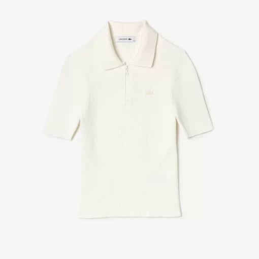 Lacoste Knitwear-Women'S Zipped Knit Polo Shirt