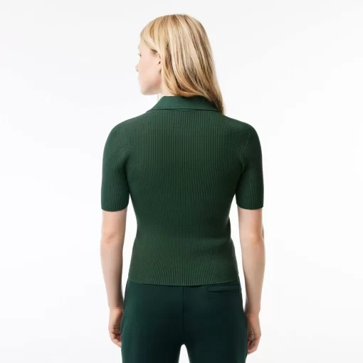 Lacoste Knitwear-Women'S Zipped Knit Polo Shirt