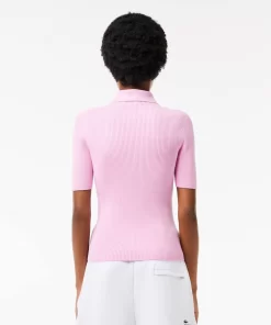 Lacoste Knitwear-Women'S Zipped Knit Polo Shirt