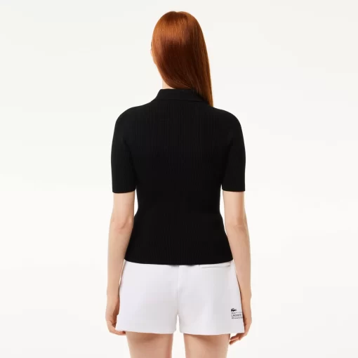 Lacoste Knitwear-Women'S Zipped Knit Polo Shirt