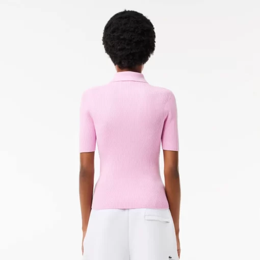 Lacoste Knitwear-Women'S Zipped Knit Polo Shirt