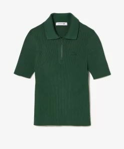 Lacoste Knitwear-Women'S Zipped Knit Polo Shirt