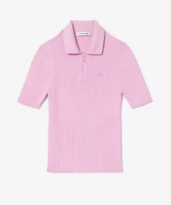 Lacoste Knitwear-Women'S Zipped Knit Polo Shirt